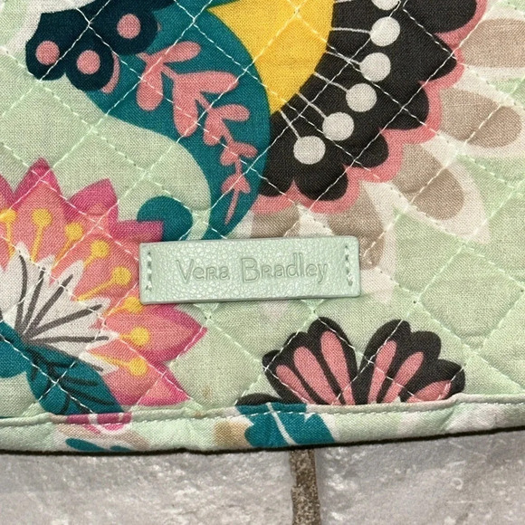 Vera Bradley Iconic Triple Zip Hipster Crossbody Mint Floral Pattern - Picture 3 of 15